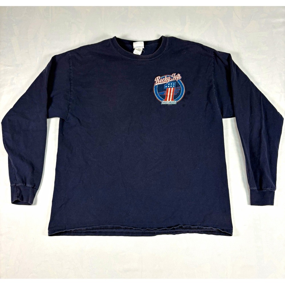 Harley-Davidson Rocky Top Pigeon Forge TN Long Sleeve T-Shirt Mens XL Navy #1